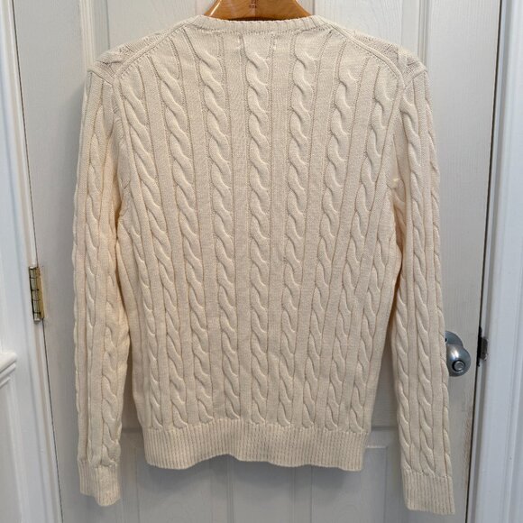 Polo Ralph Lauren Cream Cotton Cable Knit Crewneck Sweater Size Large NWT - Picture 4 of 6